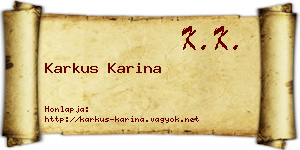 Karkus Karina névjegykártya